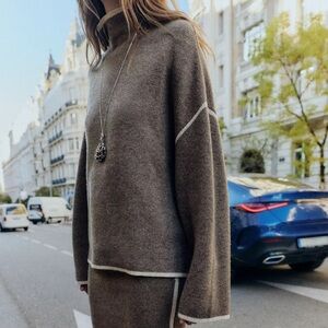 Zara Wool-Blend Mock-Neck Pullover